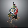 Detailed Collectible Anime Character Statue With Kneeling Figure Carrying Seated Figure