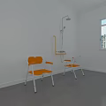Orange Leisure Chairs with White Frame in Bright Indoor Space Near Window