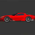 Red Sports Car Featuring Sleek Aerodynamic Design Blue Windows And Alloy Wheels