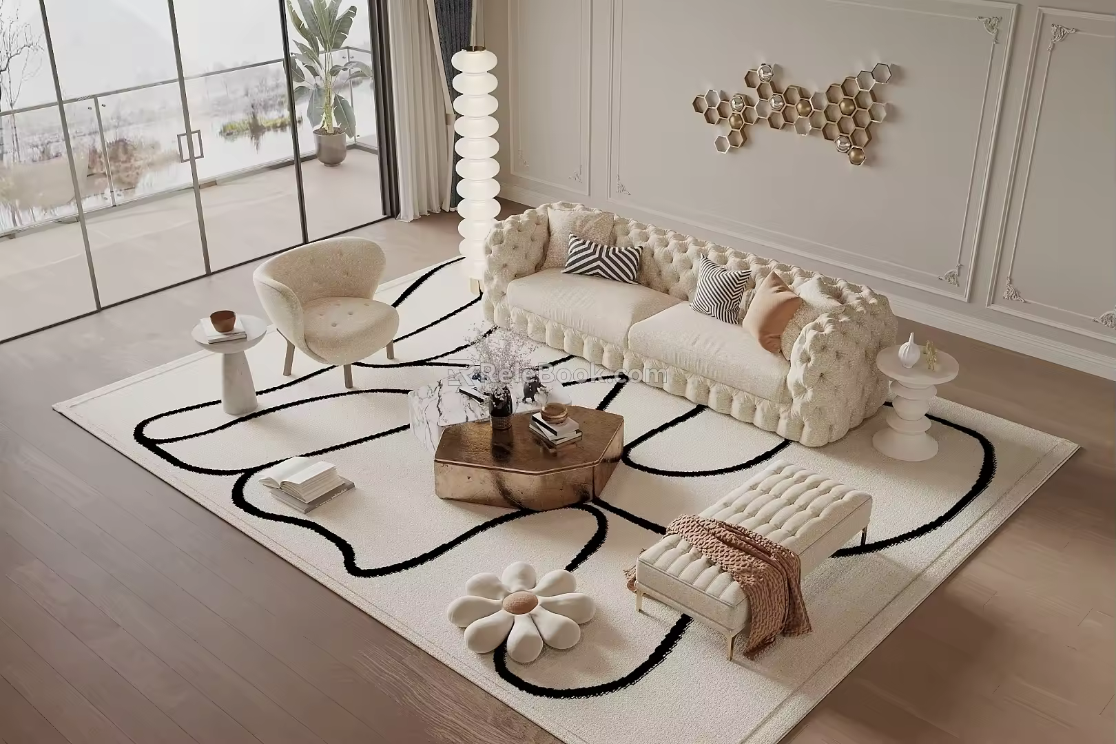 Jane European Sofa Coffee Table Combination 3d model