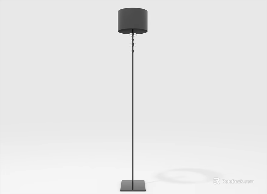Modern Black Floor Lamp With Cylinder Shade Metal Stand And Square Base For Interior Decor 3d model 
