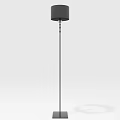 Modern Black Floor Lamp With Cylinder Shade Metal Stand And Square Base For Interior Decor