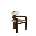 Modern Dining Chair With Beige Upholstered Seat And Dark Brown Wooden Frame