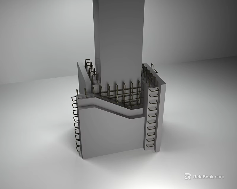 Structural Load Bearing Column With Steel Reinforcement Bars In Building Construction 3d model 