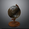 Brown Globe With White Snowy Regions And Red Stand Base
