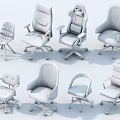 Office Chairs Featuring Various Modern Designs Different Colors Ergonomic Features And Rolling Wheels 3d model