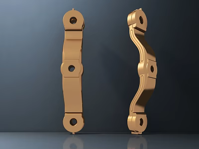 Elegant Gold Decorative Light Metal Brackets with Curved and Straight Designs 3d model