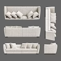 Modern Light Gray Fabric Two Seater Sofa With Multiple Soft Cushions And Simple Design 3d model