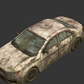 a car overgrown with weeds 3d model