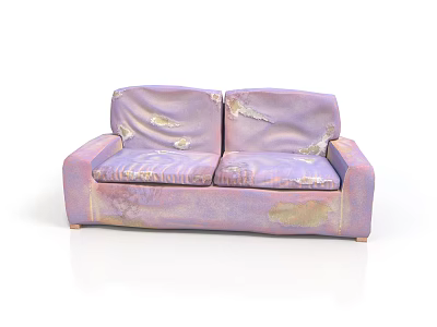Vintage Purple Fabric Two Seater Sofa With Unique Patterned Upholstery 3d model