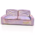 Vintage Purple Fabric Two Seater Sofa With Unique Patterned Upholstery