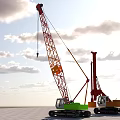 Red And Yellow Green Crane Functional Vehicles Operating Under Blue Sky With White Clouds