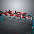 Industrial Mechanical Equipment With Red Blue Frame And Multiple Support Rollers 3d model
