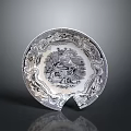 Artistic Silver Carved Plate With Decorative Edge And Scenic Center Design