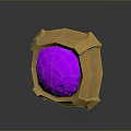 Handmade Stone Wood Frame Enclosing Shiny Purple Gem Centerpiece