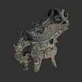 Ancient Mythical Beast Shaped Bronze Artifact With Intricate Animal Carvings