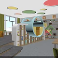 Vibrant Kids Activity Room With Colorful Pendant Lights Bean Bags Bookshelves And CREATE Lettering
