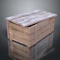 Rustic Wooden Storage Box with Open Lid and Natural Plank Surface Design 3d model