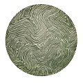 Green Round Rug With Black Wavy Pattern For Modern Home Decor 3d model