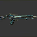 Modern Teal And Black Shotgun With Sleek Design Glossy Finish And Reflective Surface
