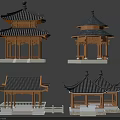 Traditional Chinese Pavilions Design With Diverse Roof Styles Wooden Pillars And Railings