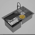 Stainless Steel Double Bowl Kitchen Sink With Drainer Rack And Faucet For Washing Vegetables