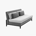 Modern Two Seater Sofa With Gray Cushions White Seat And Dark Wooden Legs