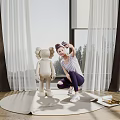 Gray And White Sheer Curtains For Large Window In Modern Interior Space