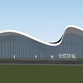 Modern Museum Building with Wavy Roof and Glass Facade for Exhibition Space Design