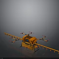 Orange Multirotor Space Drone with Propellers and Equipment for Exploration Missions
