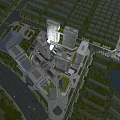Aerial Planning Of Modern Urban Complex With Buildings Roads And Water Body