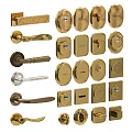 Various Styles of Metal Door Handles with Vintage and Modern Designs Including Keyholes