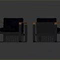 Modern Furniture Black Chairs With Orange Armrests And Black Frame