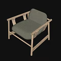Modern Single Sofa With Light Gray Cushion And Wooden Frame Design