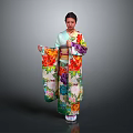 Traditional Japanese Kimono With Colorful Floral Pattern And Elegant Design For Daily Use