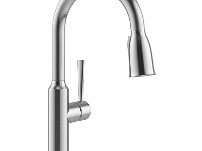 Modern Stainless Steel Kitchen Faucet With Curved Spout And Single Handle 3d model