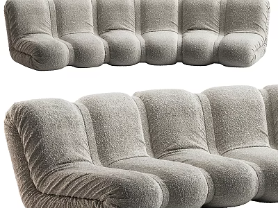 Gray Sectional Sofa with Plush Soft Fabric for Comfortable Multi Seat Living Room Modern Design 3d model