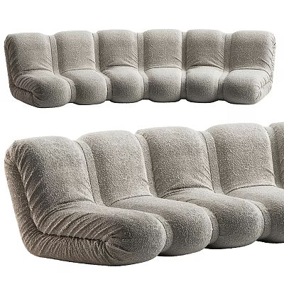 Gray Sectional Sofa with Plush Soft Fabric for Comfortable Multi Seat Living Room Modern Design 3d model