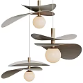 Modern Layered Pendant Lights With Metal Blades Spherical Shades And Brass Accents