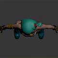 3D Animated Character With Teal Hair White Tank Top Brown Pants And Green Boots