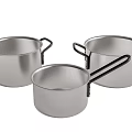 Stainless Steel Three Piece Kitchen Cooking Saucepans Set With Dual Handles