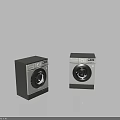 Two Modern Front Loading Washing Machines With Black And White Exterior Design 3d model