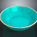 Turquoise Ceramic Bowl With Orange Rim Ideal For Everyday Household Use