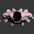 3D Female Character Model in Pink Dress with Black Hair and High Heels