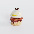 Delicious Cupcake With White Creamy Top And Coffee Bean Decoration In Brown Paper Cup