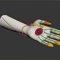 Game Movie Character Mechanical Arm White Design Yellow Nails Red Palm Circle Blue Joint Lines