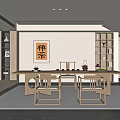 Tea Room Tea Table and Chair Combination 3d model