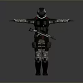 Tactical Armored Character with Helmet Rifle and Biological Creature Design Features