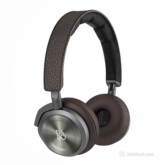 Modern Over Ear Headphones With Leather Headband Metal Cups And Comfortable Ear Pads 3d model 