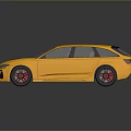 Yellow Modern Sporty Car With Sleek Exterior Design And Red Rims